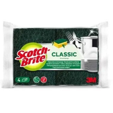 Antibacterial Heavy Duty Classic Flat Laminate Scrub Sponge 4 units/pack Foam with Antibacterial preservatives