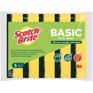 Basic Heavy Duty Scrub Sponge Effective-Durable-Affordable Pack of 5