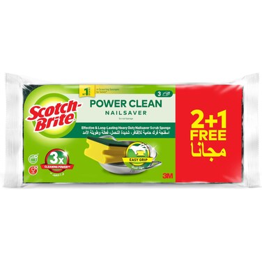 Power Clean Nail Saver Scrub Sponge 3units (2+1 Free)/pack