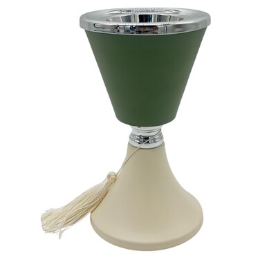 Akdc Metal Incense Burner 11Cm*19.5Cm, Ivory/Green