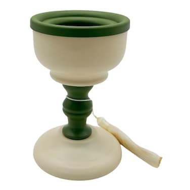 Akdc Metal Incense Burner 8Cm*12.5Cm, Ivory/Green