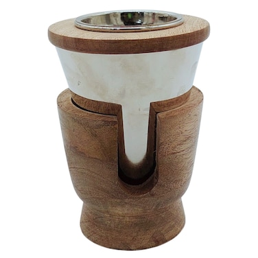 Akdc Wooden And Metal Incense Burner 11Cm*15Cm, Silver/Wood