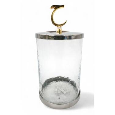 Glass Canister With Silver Lid 20Cm 1000Ml