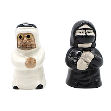 HABIBI Sheikh-Themed Salt &amp; Pepper Shakers &ndash; Decorative Black &amp; White Kitchen Table Set