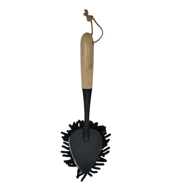 AKDC Plastic Dust Cotton Cloth Brush Bomboo Handle 34cm-Black