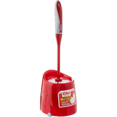 Liao Cleaning Silicone Toilet Brush with Holder Ergonomic Handle 42cm - Red