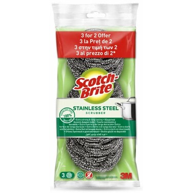 Stainless Steel Scrubber Extra Strong &amp; Long Lasting 3units (2+1)/Pack