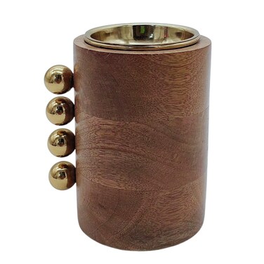 Akdc Wooden And Metal Incense Burner 12Cm*10Cm, Gold/Wood