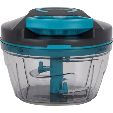 Royalford Handy Pull Chopper 500ml 4pcs SS Bladde Manual Food Processor Vegetable Chopper Teal