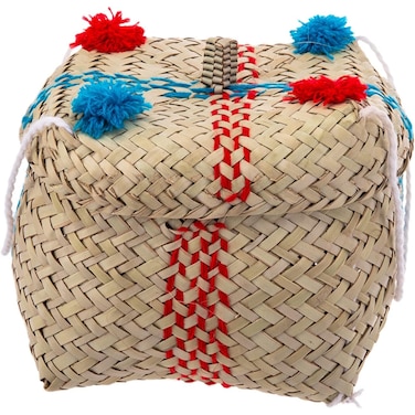 AKDC Rattan Bag W/Cover 15Cm X 18Cm X 14Cm Beige