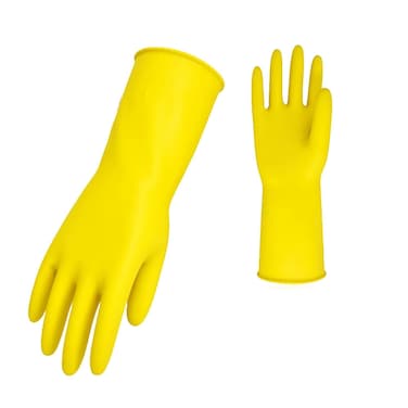 Alpha Flock Lined Sensitive Household Latex Gloves High Quality Long Cuff Small Size Yellow