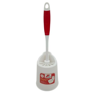 Perfect Home Plastic Toilet Brush With Holder 39cm-White&amp;Red