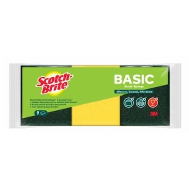 Basic Heavy Duty Scrub Sponge Effective-Durable-Affordable Pack of 9