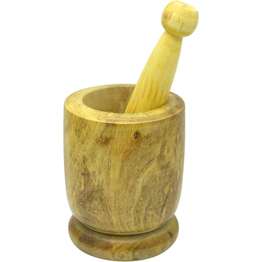 Raj Wooden Mortar And Pestle Set Wooden WMO003 Garlic Crusher Herbs Grinder-12CM