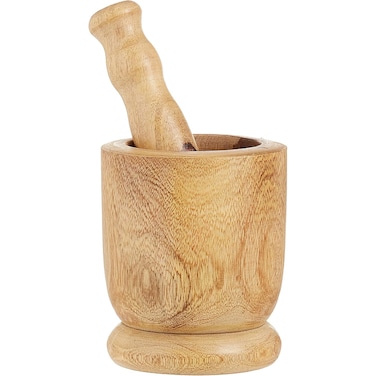 Raj Wooden Mortar And Pestle Set WMO002 Garlic Crusher Manual Spices Grinder 10.5CM