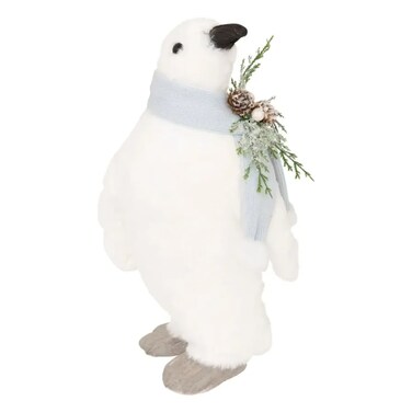 Christmas Atmosphera Penguin With Blue Scarf Figure Decor (1 Pc, 20.5 X 40 Cm)
