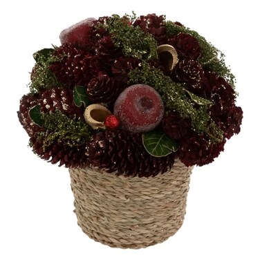 Christmas Atmosphera Christmas Apple Arrangement In Pot Decor (1 Pc, 19 Cm)
