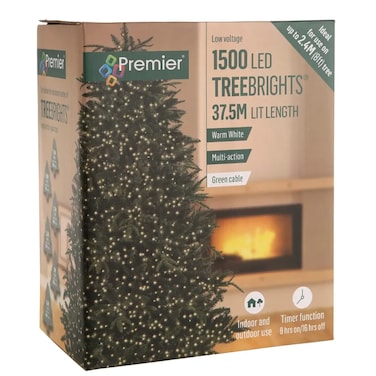 Christmas Premier Treebrights 1500 Led Light W/Timer (37.5 M, Warm White)