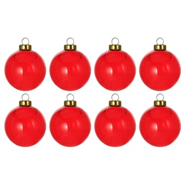 Christmas Tree Ornament Bauble Glass/Red 6 Cm 8 Pack