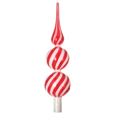 Christmas Top Spire Glass Red/White 28 Cm