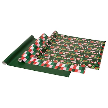 Christmas Gift Wrap Roll Mixed Patterns Green/Red 3X0.7 M/2.10 M&sup2;