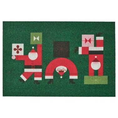 Christmas Door Mat Santa Claus Pattern Green 40X60 Cm