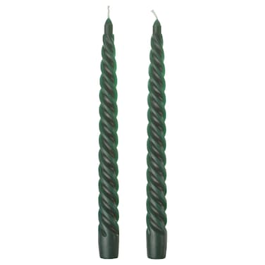 Christmas Unscented Taper Candle Spiral Green 25 Cm 2 Pack