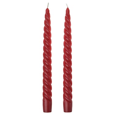 Christmas Unscented Taper Candle Spiral Red 25 Cm 2 Pack