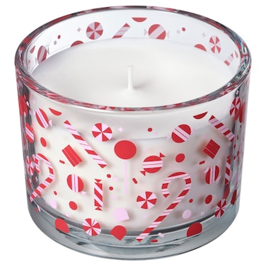 Christmas Scented Candle In Glass Candy Cane/White 50 Hr