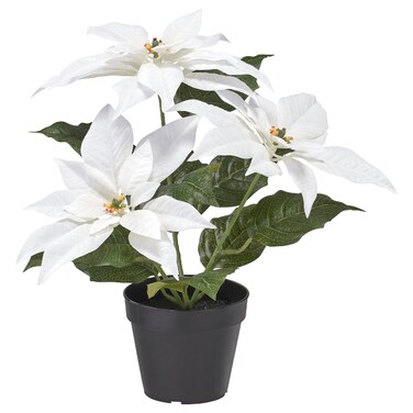 Christmas Artificial Potted Plant In/Outdoor Poinsettia/White 12 Cm