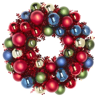 Christmas Wreath Bauble Red/Green 38 Cm