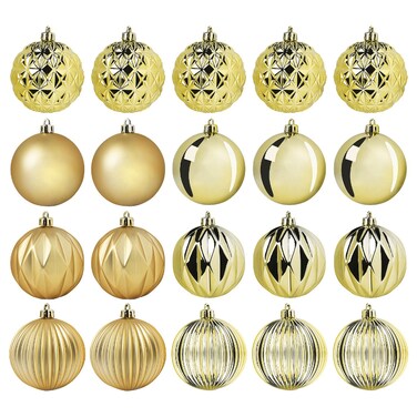 Christmas Tree Ornament Bauble Gold-Colour 7 Cm 20 Pack