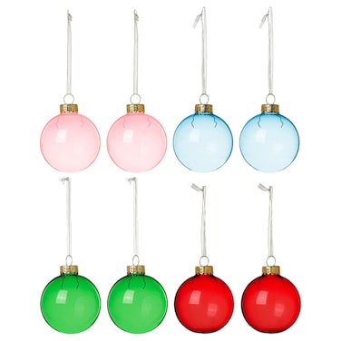 Christmas Tree Ornament Bauble Glass/Mixed Colours 6 Cm 8 Pack