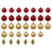 Christmas Tree Ornament Set Of 32 Bauble Mixed Shapes/Red Gold-Colour