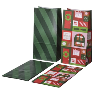 Christmas Paper Bag Mixed Patterns Mixed Colours 15X30 Cm 12 Pack