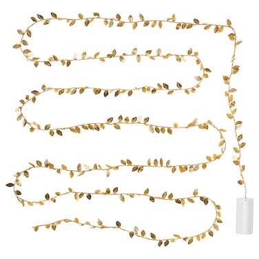 Christmas Led Lighting Chain With 40 Lights Battery-Operated Leaf/Gold-Colour