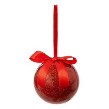 Christmas Atmosphera Paper Bauble With Glitter (9 Cm, Red)