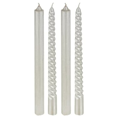 Christmas Atmosphera Glittery Twist Stick Candles Set (4 Pc, White)