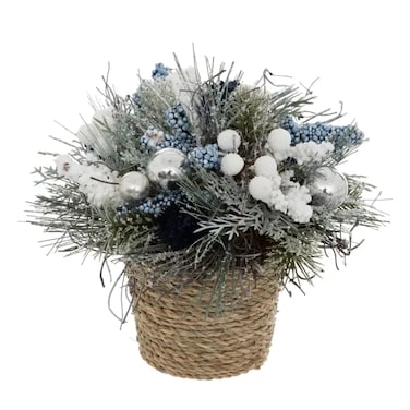 Christmas Atmosphera Christmas Blue Floral Arrangement In Pot (1 Pc, 23 X 23 Cm)