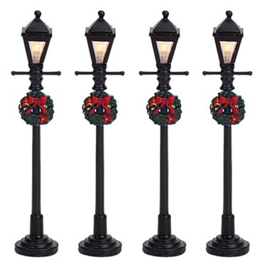 Christmas Lemax Gas Lantern Street Lamp Festive D&eacute;cor Set (10.50 Cm, 4 Pcs)