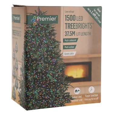 Christmas Premier Treebrights 1500 Led Light W/Timer (37.5 M, Multi-Colored)