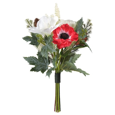 Christmas Artificial Bouquet In/Outdoor Red/White 38 Cm