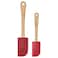 Christmas Spatula Set Of 2 Bamboo/Silicone Red