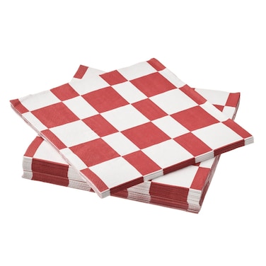 Christmas Paper Napkin Check Pattern White/Red 33X33 Cm 30 Pack