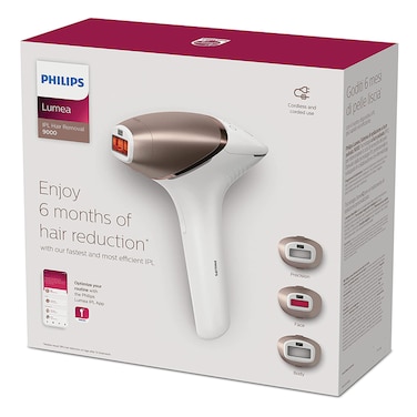 Philips Lumea 9000 Series IPL Hair Removal Device with 3 Attachments &ndash; Body, Face &amp; Precision Areas, Up to 6 Months Hair Reduction