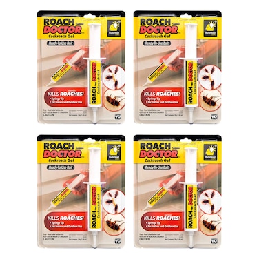 Roach Doctor Pack Of 4 Cockroach Gel Ready-to-Use Cockroach Gel Bait - Outdoor &amp; Indoor Roach Killer with Syringe Applicator 30g