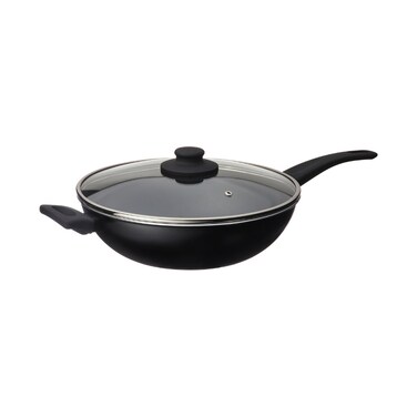 Wok With Lid Non-Stick Coating Black 28cm
