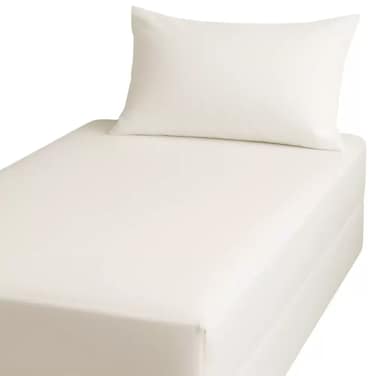 Single Fitted Bed Sheet Set 120X200Cm With Pillow Cover 50X75Cm White