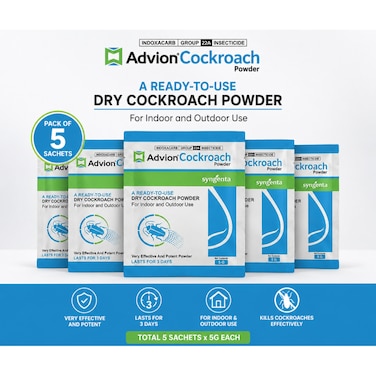 Advion Cockroach Powder 5g &ndash; Ready-to-Use Dry Cockroach Killer for Indoor &amp; Outdoor Use 5 Sachets