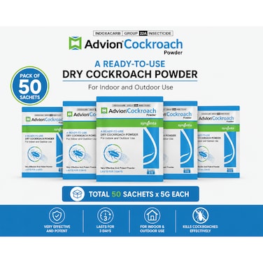 Advion Cockroach Powder 5g and Gel Bait 30g &ndash; Ready-to-Use Dry Cockroach Killer for Indoor &amp; Outdoor Use (50 Sachets)